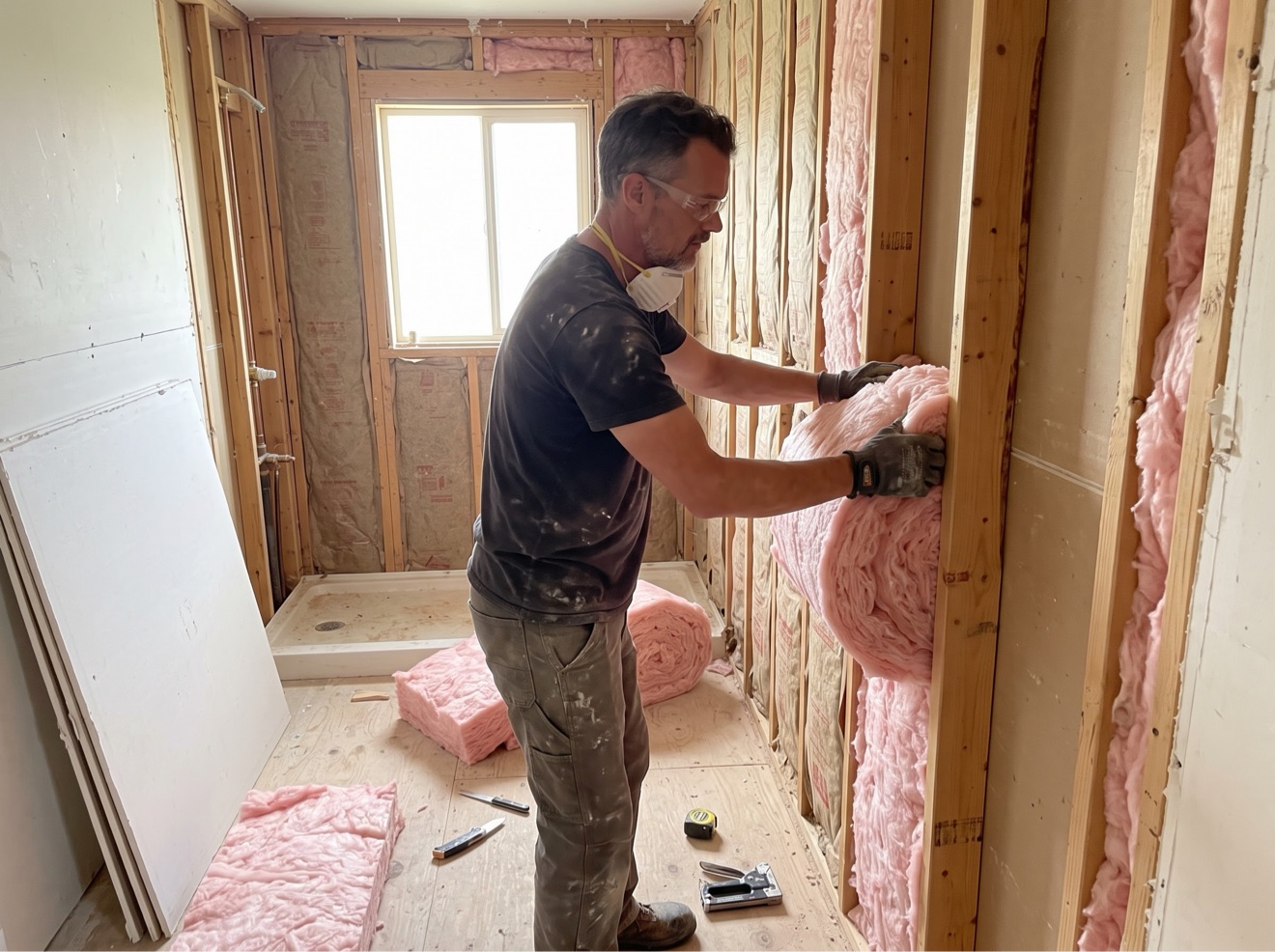 Handyman and remodeling work in Colorado Springs — Simon insulating bathroom walls
